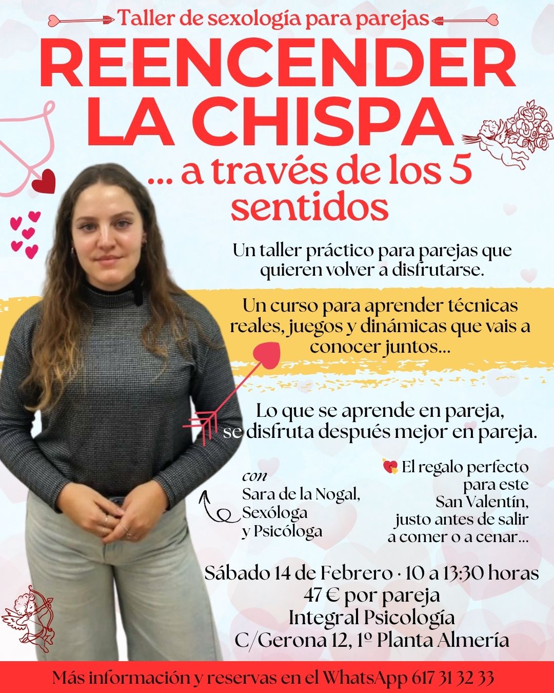Cartel del taller Reencender la chispa: sexología para parejas con Sara de la Nogal