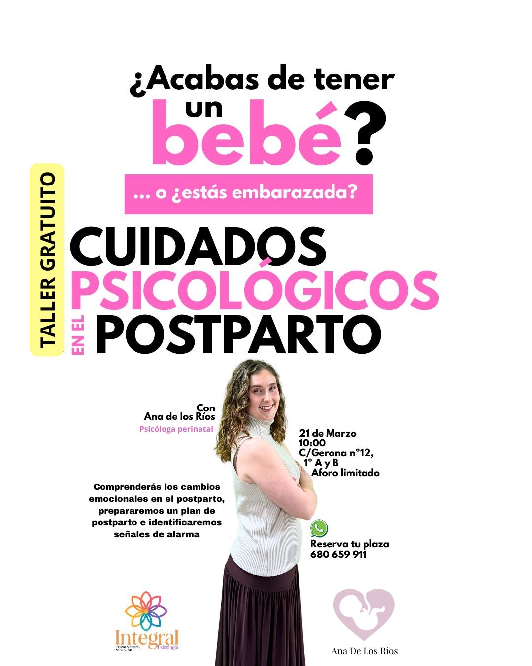 Taller gratuito Cuidados psicológicos en el postparto con Ana de los Ríos