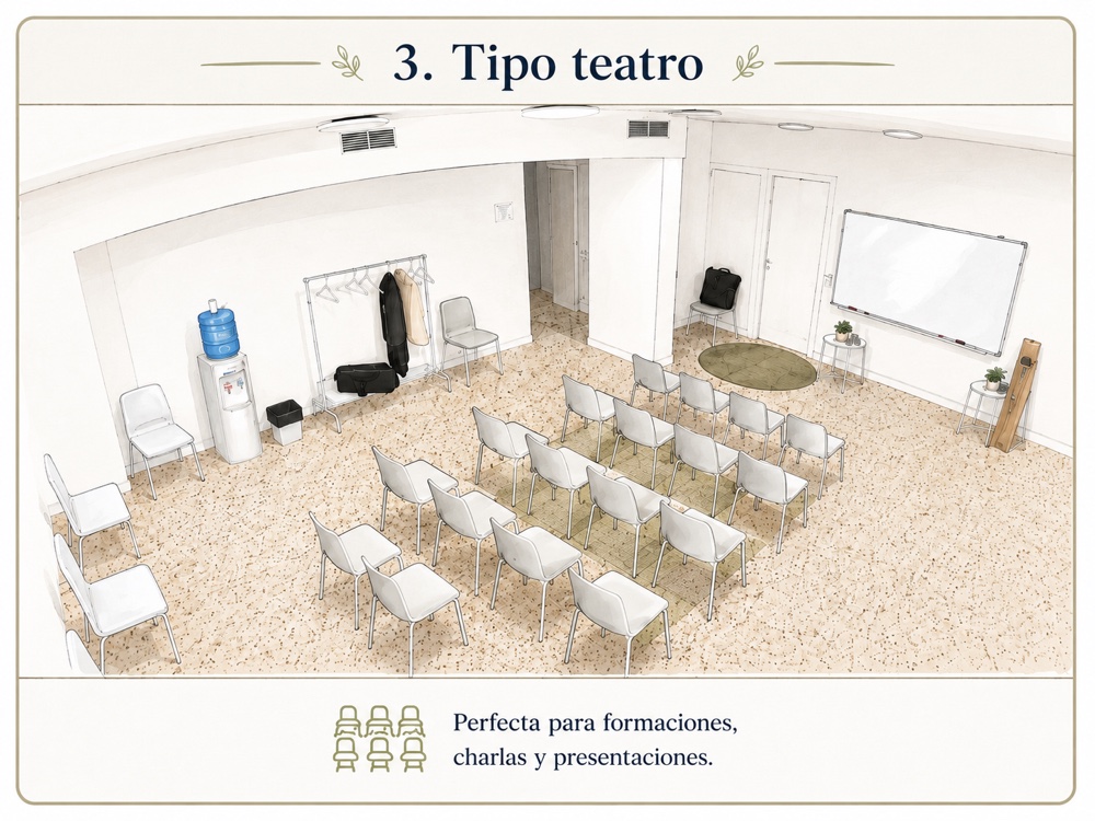 Dibujo de la sala tipo teatro